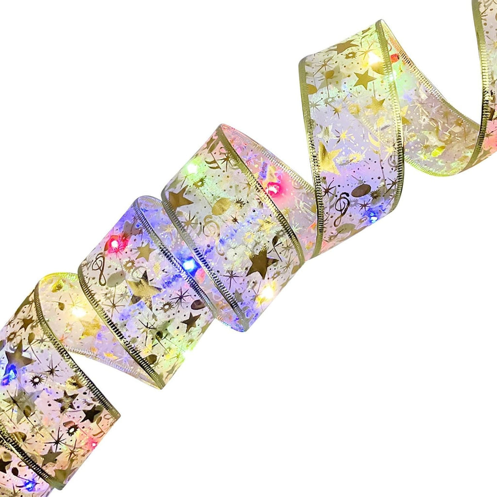 🎀✨ Cinta de Seda Navideña con Luces LED 🎄