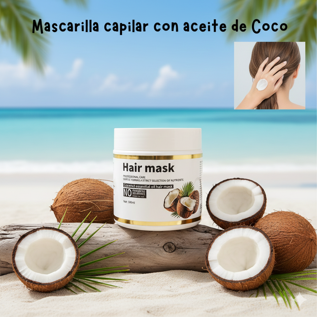 🥥✨ Mascarilla Capilar con Aceite de Coco – Cabello Hidratado, Suave y Radiante