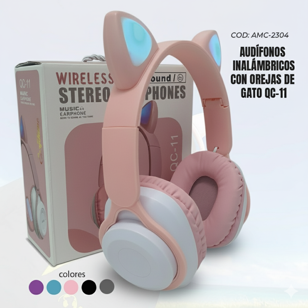😺🎧 AUDÍFONOS INALÁMBRICOS CON OREJAS DE GATO