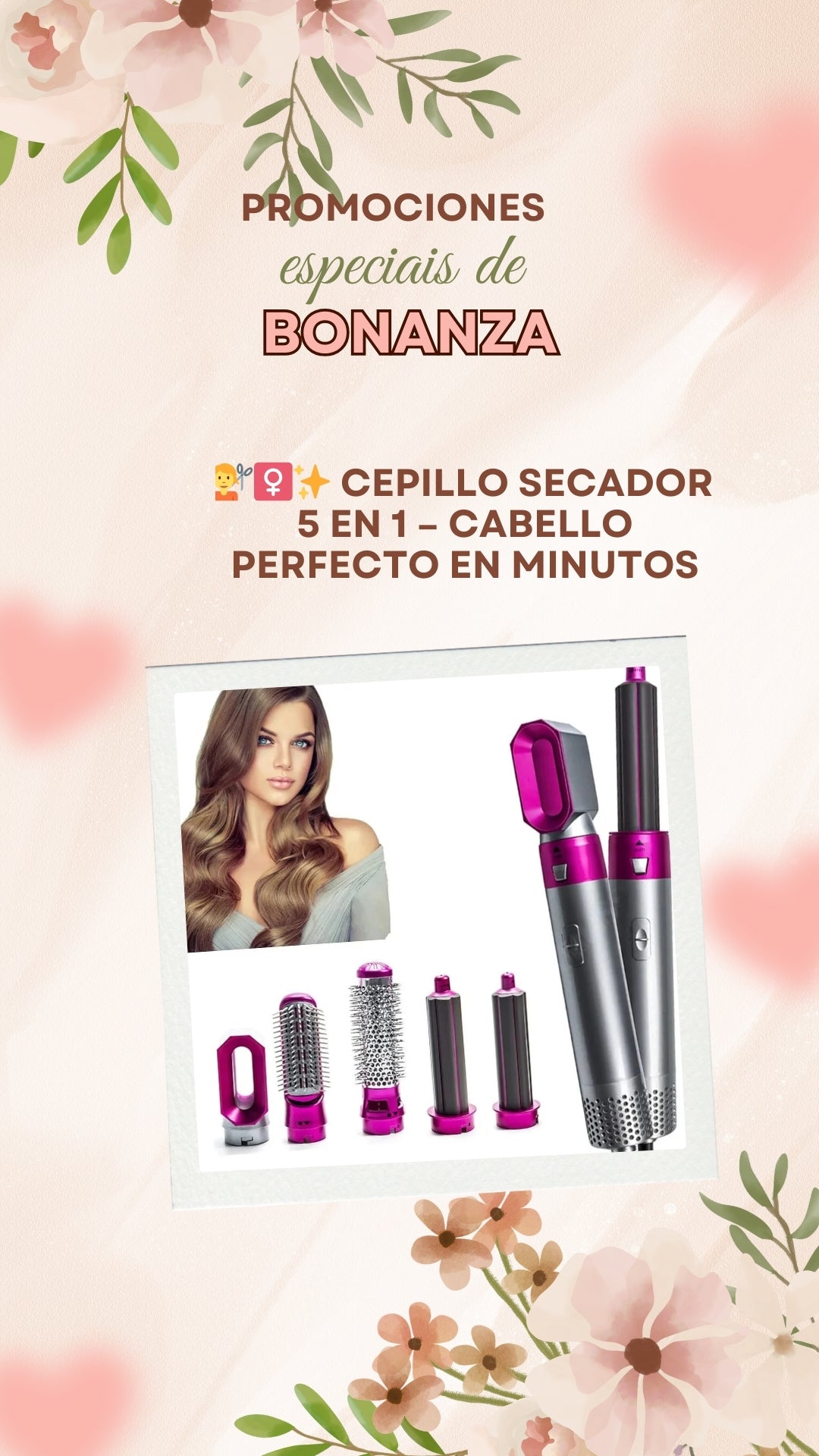 💇‍♀️✨ Cepillo Secador 5 en 1 – Cabello Perfecto en Minutos