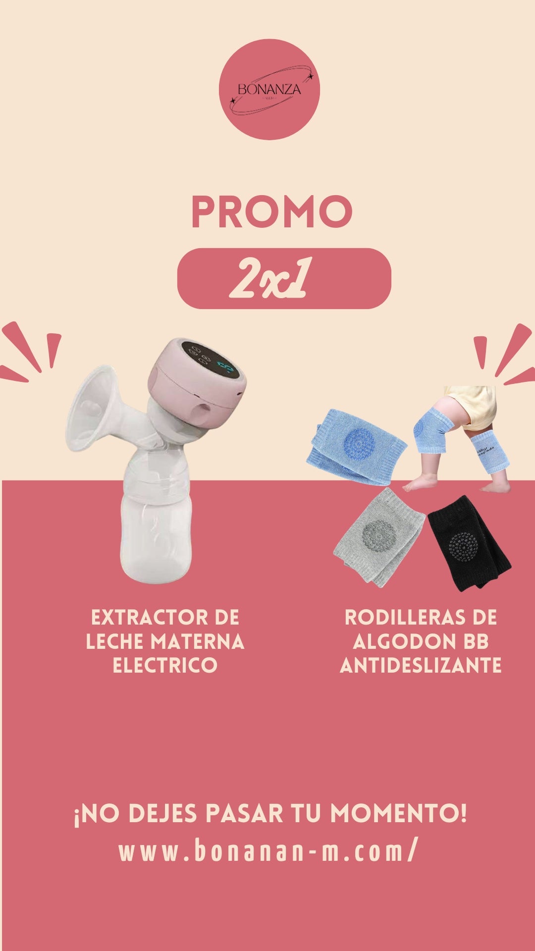 🍼⚡ Extractor de Leche Materna Eléctrico y Un Par de Rodilleras de Algodón Antideslizantes para Bebés 👶🦵
