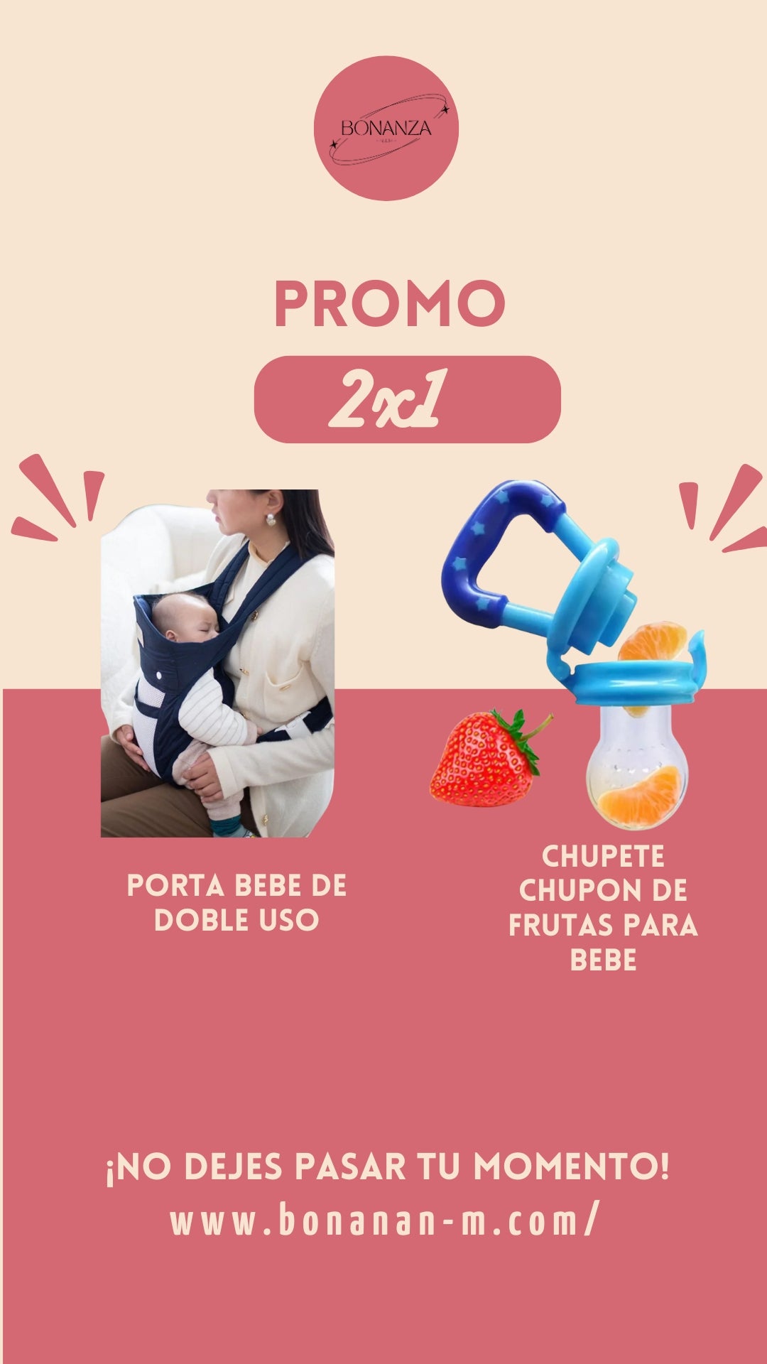 👶🤍 Porta Bebé de Doble Uso y Un  Baby Chupete de Frutas  👶🍓